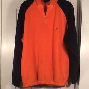 Nautica mens Xl pull over sweatshirt fleece unisex orange/blue